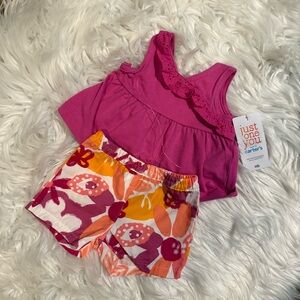 Just One You by Carter’s Newborn Baby Girl Pink Top Floral‎ Shorts Set NEW